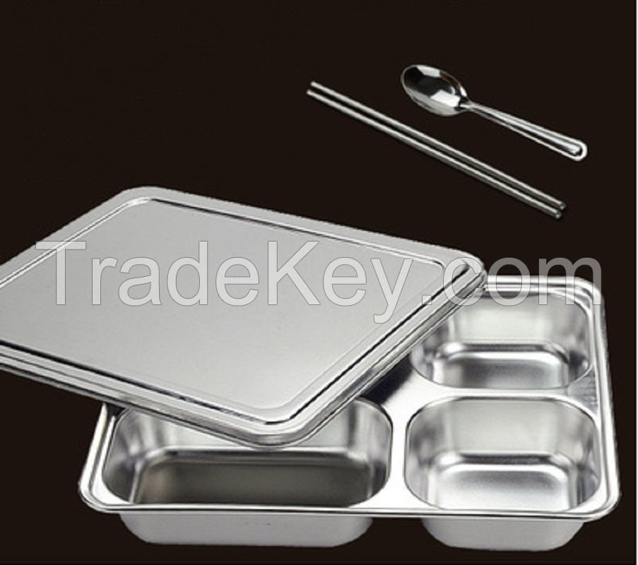 100% Stainless Steel 3 In 1 Three Compartment Divided Dinner Plate