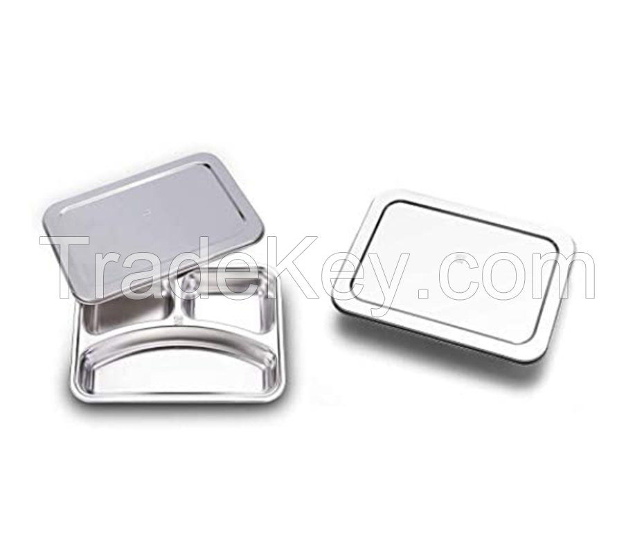 304 Stainless Steel Divided Plates with Lid for Children