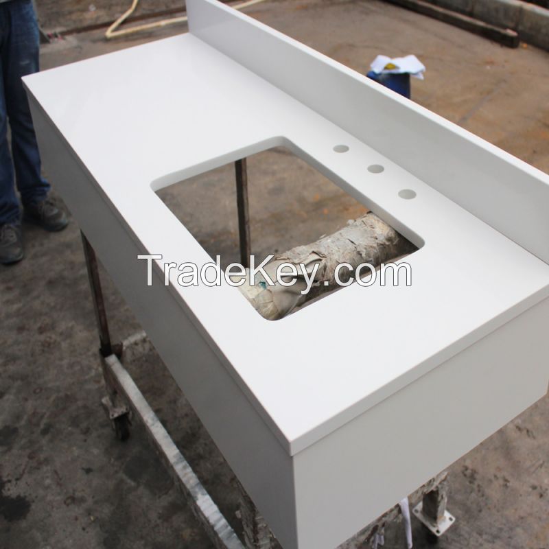 Wholesale Pure white quartz kitchen countertop artificial quartz bathroom countertop vanity top