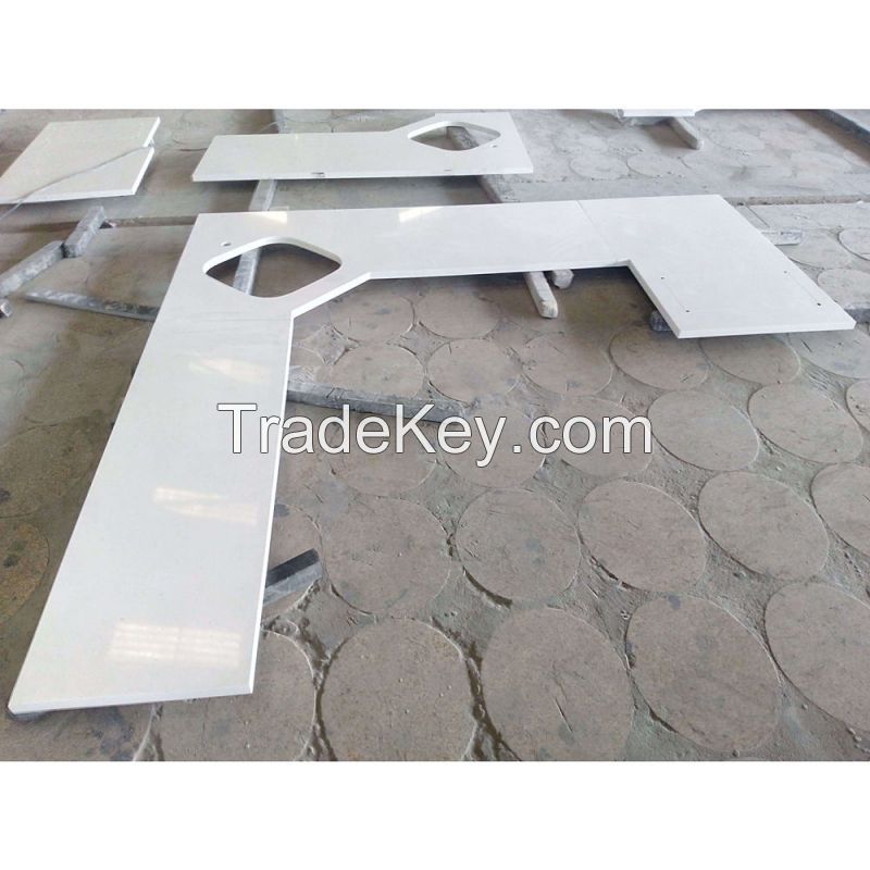 Chinese polished sparkle crystal white quartz slab stone kitchen countertops wholesale