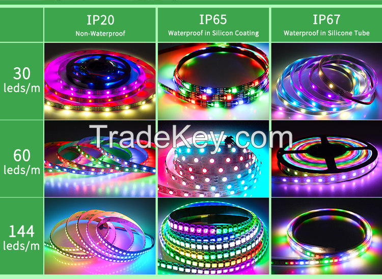 SMD5050 RGB LED Lights Addressable RGB Color Remote Control DC5V 60 LE