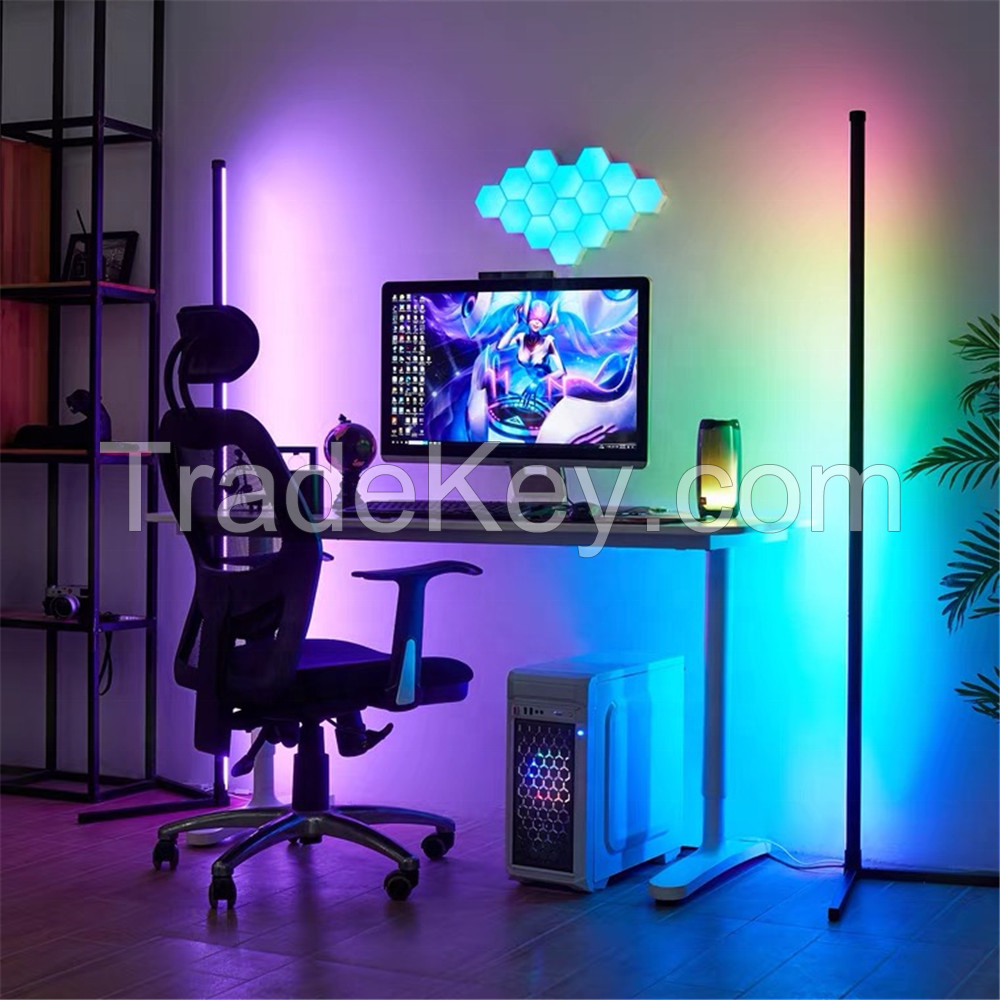 Creative Modern Color Changing Smart Wireless Wifi App Control Music RGB Wall Corner Led Floor Lamp for Bedroom