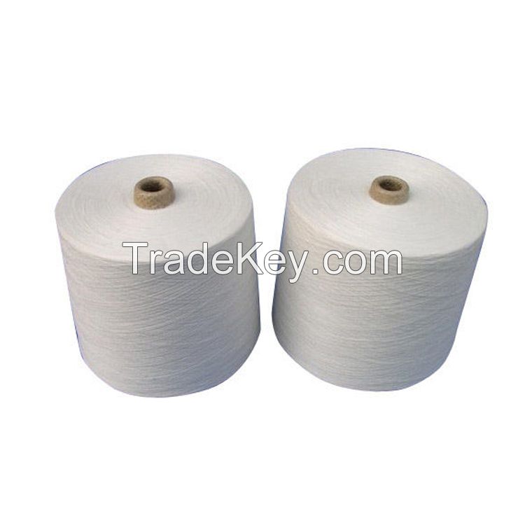 high strength bleach white 100% spun polyester yarn on plastic cone