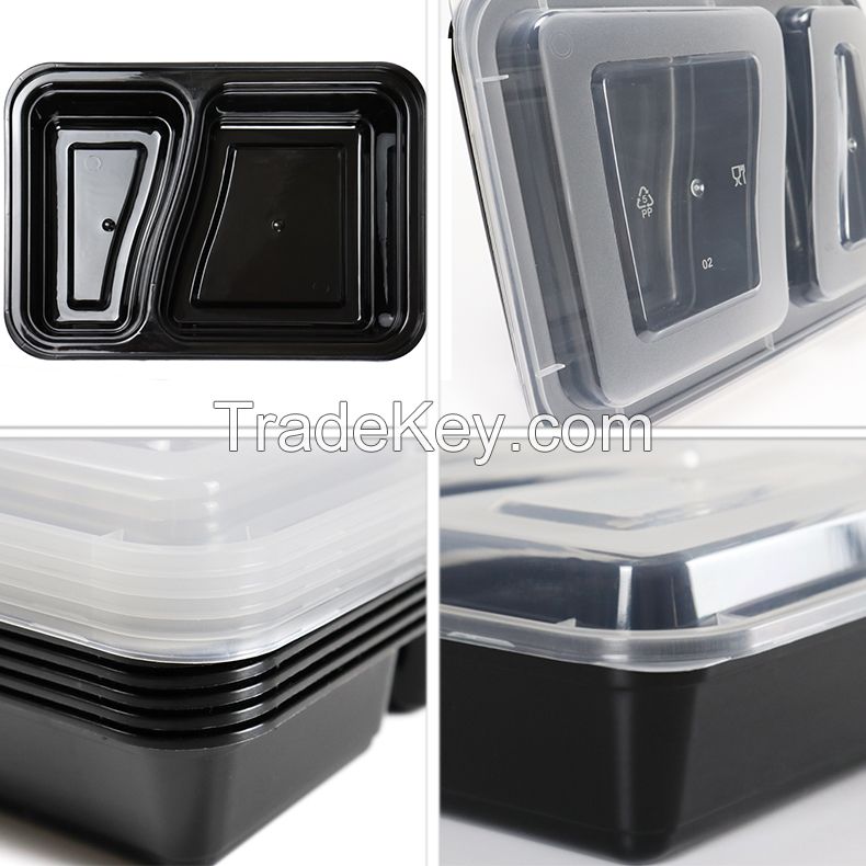 High Standard 30oz Rectangle bring out 2 compartment food container plastic disposable lunch box