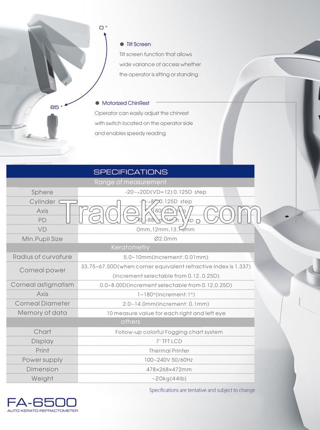 FA-6500K Auto Refractometer Keratometer