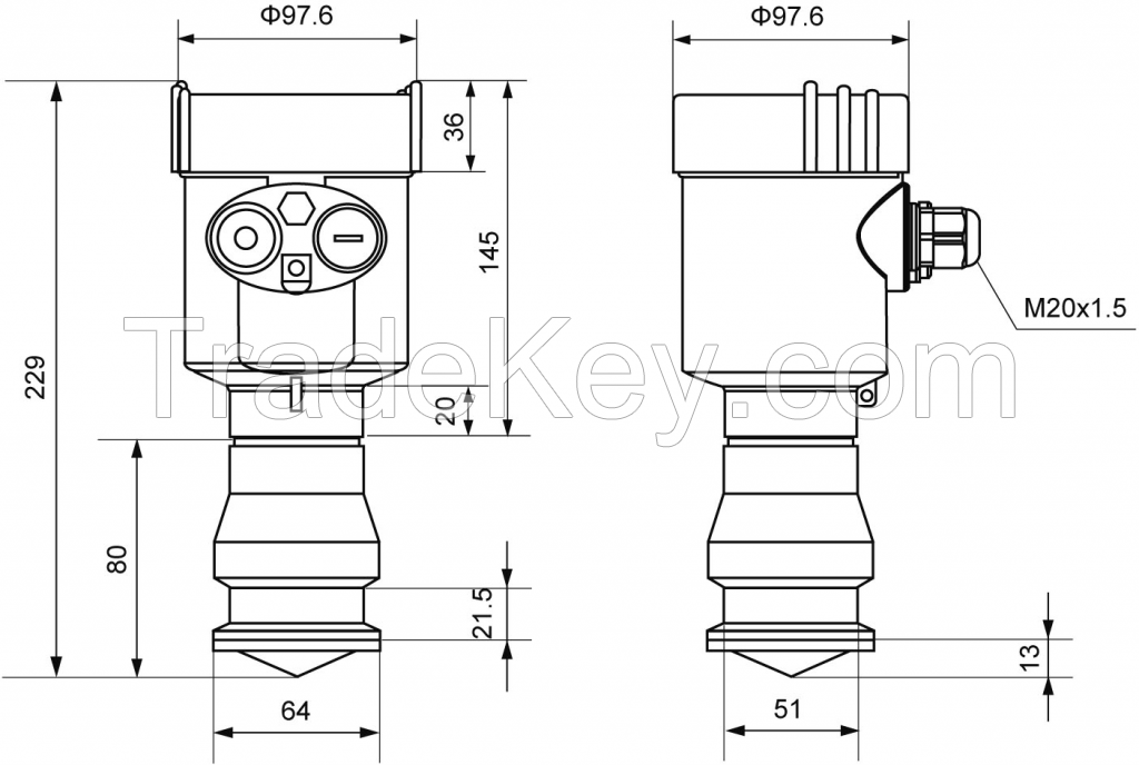 UVRL-31 Sanitary Antenna Radar Level Meter