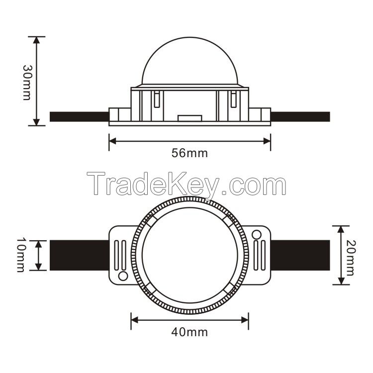 40mm dmx outdoor 6led smd3535 rgb pixel led string light for building