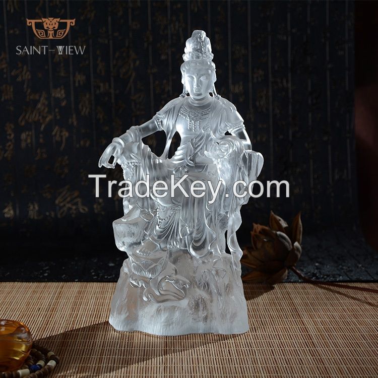 Liuli Medicine Green Tara Buddha Kwan-yin Bodhisattva Size padmasambhava H12cm