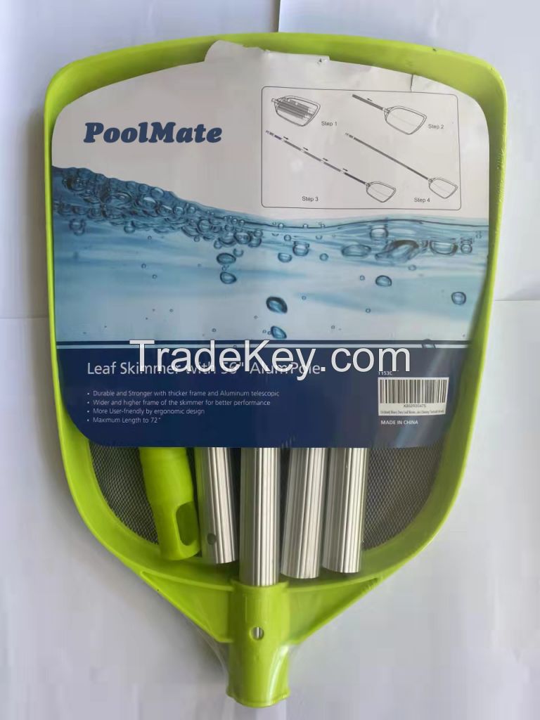 PoolMate Leaf Skimmer Rake with 56'' Aluminum Pole