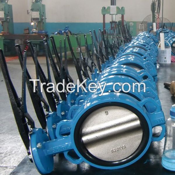 Resilient Seated Concentric Type Ductile Cast Iron Industrial Control Wafer Butterfly Valves with EPDM PTFE PFA Rubber Lining API/ANSI/DIN/JIS/ASME/Awwa