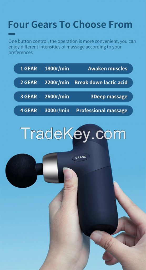 Customized logo new silicone mini massage gun, deep muscle sports massage gun