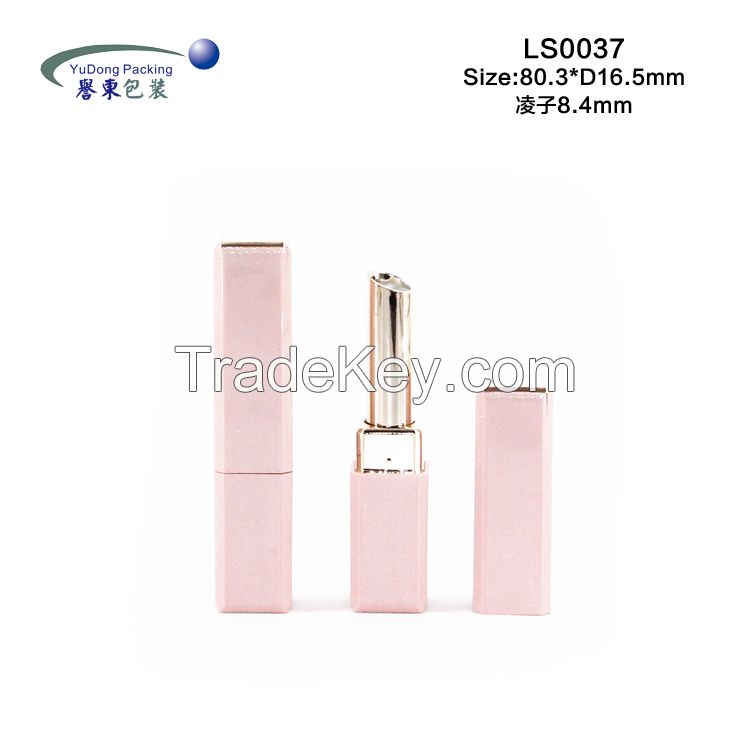 Light pink romantic luxury unique makeup long private label plastic square empty lipstick tube packaging