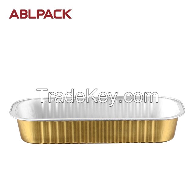 black gold smooth wall aluminium foil container with PET lid