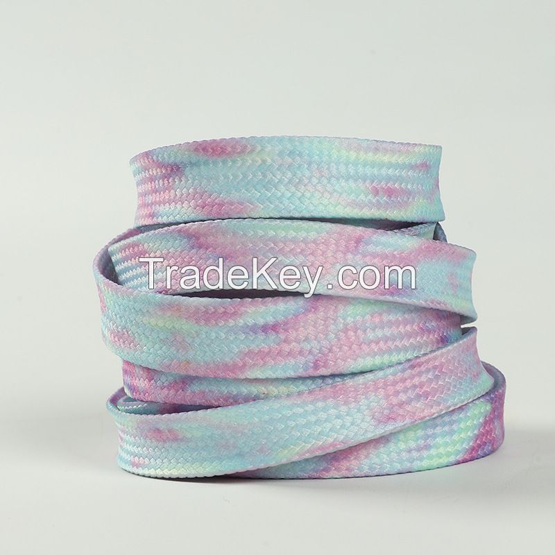 Flat Shoelaces Shoestring Made of Polyester, Colored by Thermal Transfer Good Wear-resistant