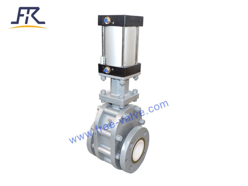 Wafer type pneumatic operation Ceramic double Disc Gate Valve FRZ674TC