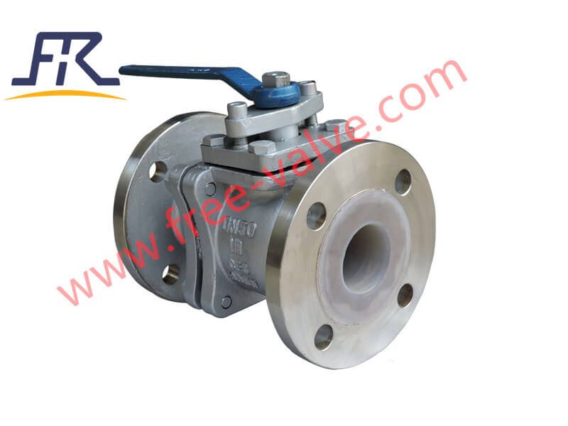 Class150 Fluorine PFA Lined Flange Type Cast Steel Floating Ball Valve 