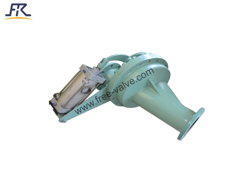 Pneumatic ceramic lined three-way diverter valve