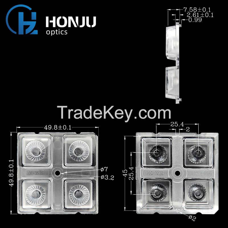 5050 4 In 1 Led 30 Degree Stadium Light Lenses Led Optics Lenses Applications