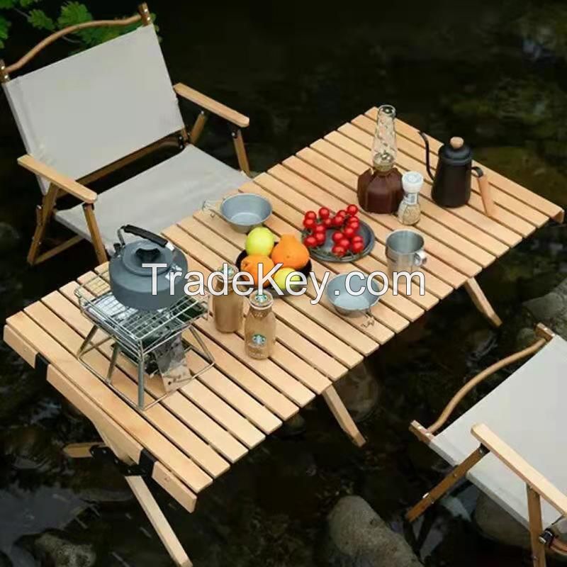 Aluminum Alloy Roll Camping Table wood grain