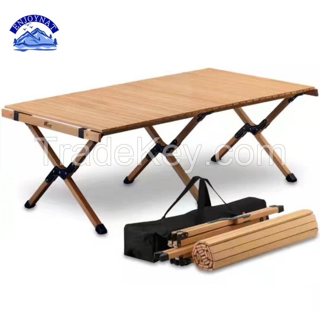 Aluminum Alloy Roll Camping Table wood grain