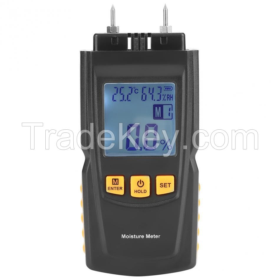 2 Pin Digital LCD Intelligent Wood Moisture Meter Tester Timber Hygrometer Humidity Detector