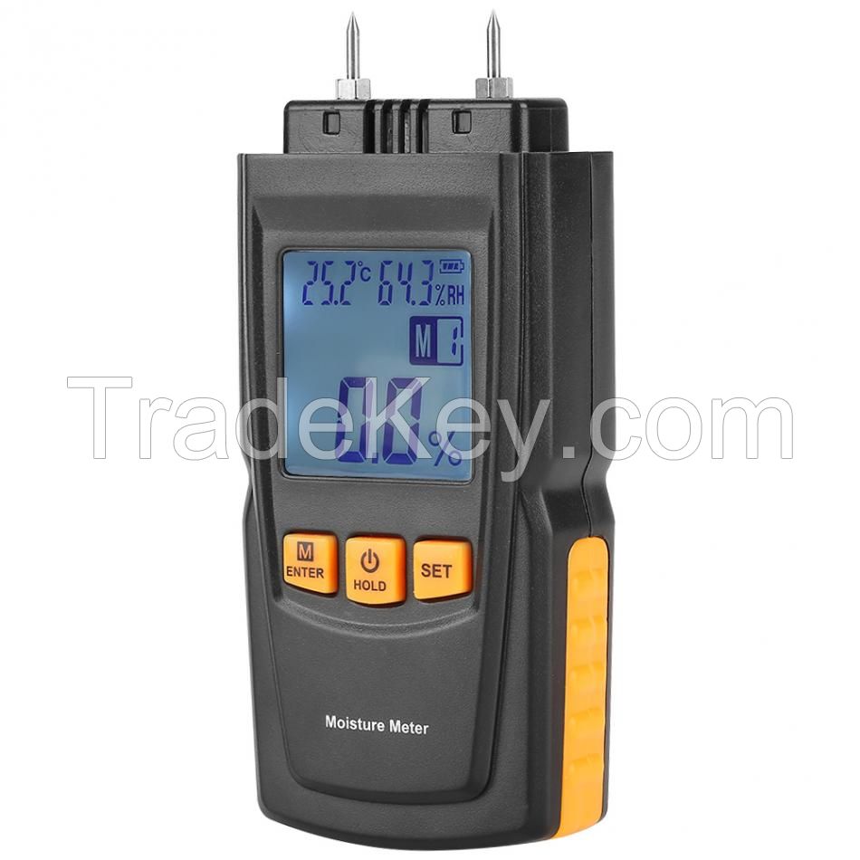 2 Pin Digital LCD Intelligent Wood Moisture Meter Tester Timber Hygrometer Humidity Detector