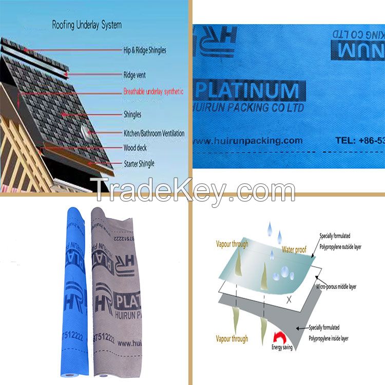 Lighter Weight Waterproof UV Resistant Synthetic Roll Roofing Underlayment