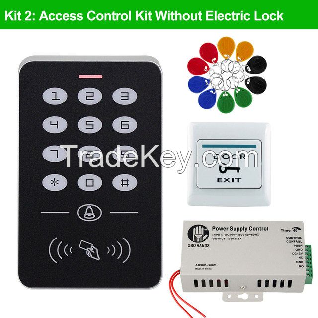 OBO Hands Door Access Control System Kit RFID Keypad + Power Supply + Electric 180KG Magnetic Lock Strike Door Locks for Home