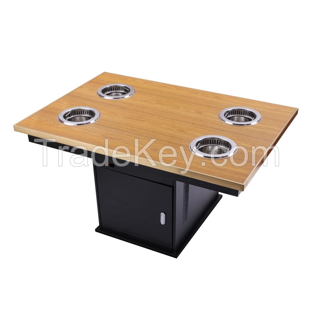 Four People  Family Convenient Design Commercial Metal Shabu Shabu Hot Pot Dining Table for Restaurant