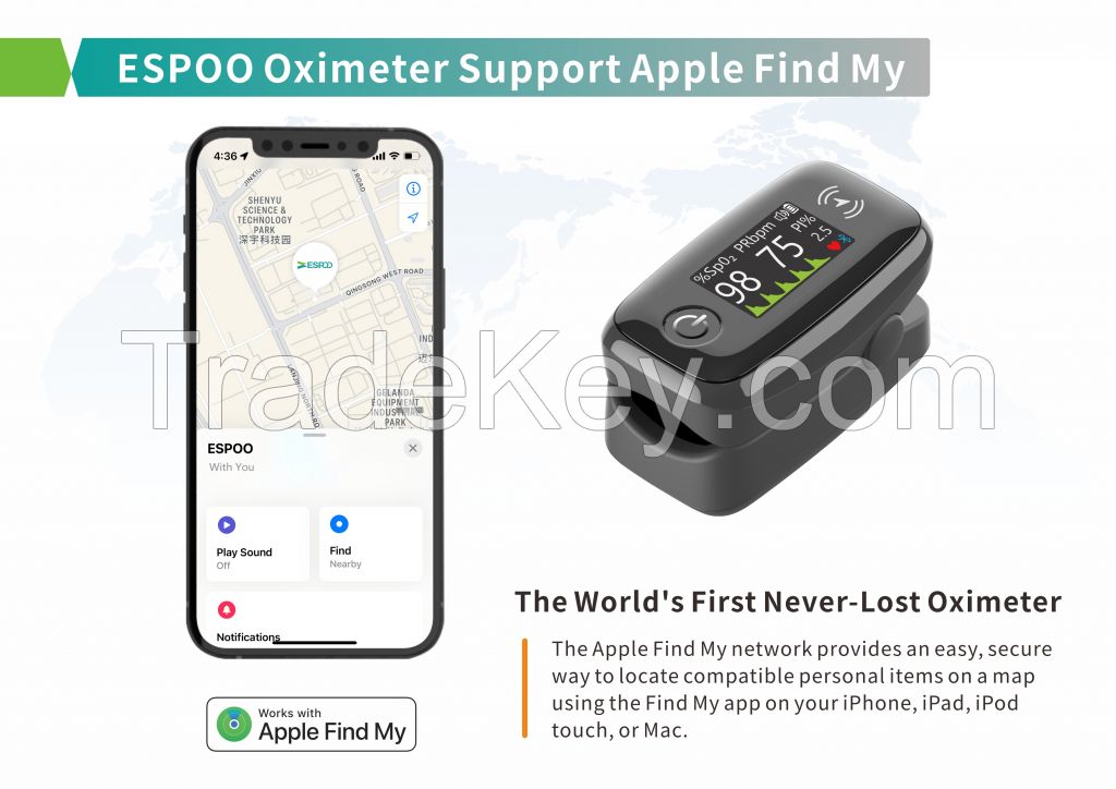 never-lose ESPOO finger clip pulse oximetry with App find me