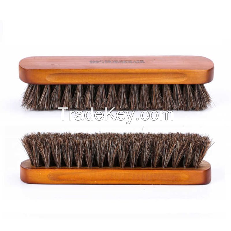 High Quality Square Wooden Handle Horse Hair Shoe Brush