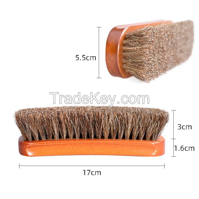 High Quality Square Wooden Handle Horse Hair Shoe Brush