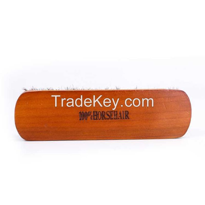 High Quality Square Wooden Handle Horse Hair Shoe Brush