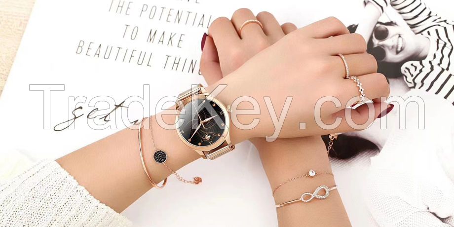 Full Touch Screen Stainless Steel Smart Watches, Hot Selling Lady Smart Watch