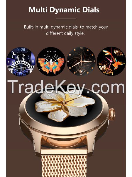 Full Touch Screen Stainless Steel Smart Watches, Hot Selling Lady Smart Watch