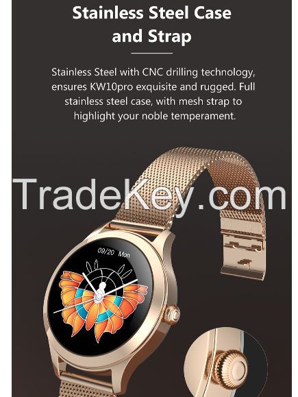 Full Touch Screen Stainless Steel Smart Watches, Hot Selling Lady Smart Watch