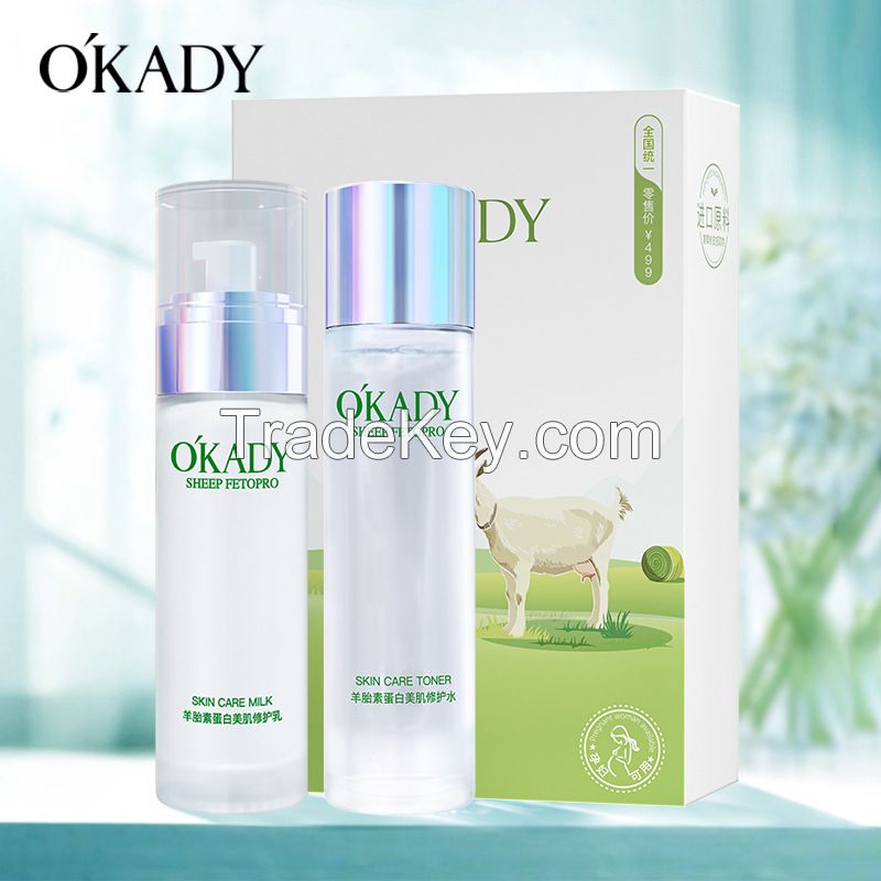 OKADY Toner 120ml And Emulsion 105ml Set Sheep Placenta Extract Protein Skin Repair Two Sets