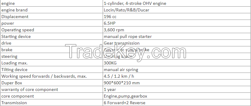 Gasoline mini dumper with 300kg load