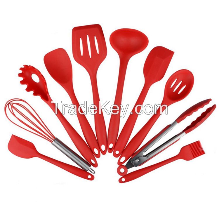 Wholesale 10 Piece Kitchenware Baking Cooking Tools Silicone Cookware Utensils Set