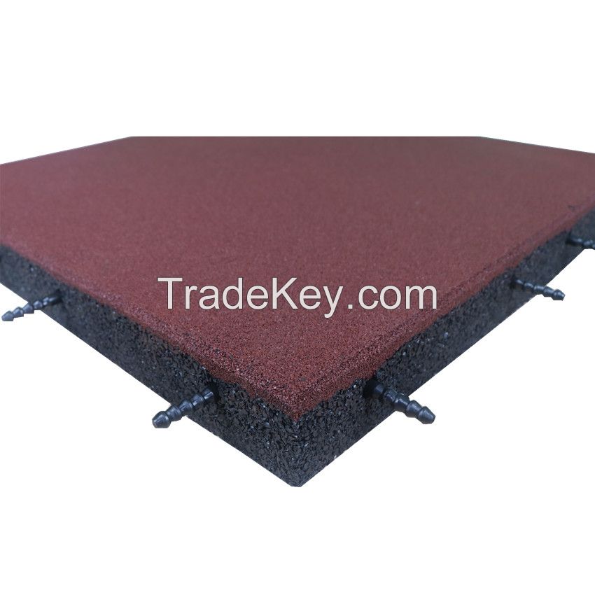 50mm EN1177 Tested Outdoor Playground Rubber Flooring Tiles