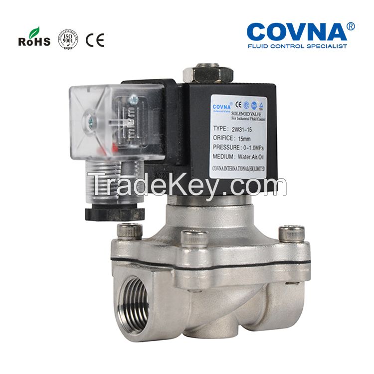 COVNA 12V 24V Normally Closed Stainless Steel Water Gas Solenoid Valve MIni Diaphragm Solenoid Valve