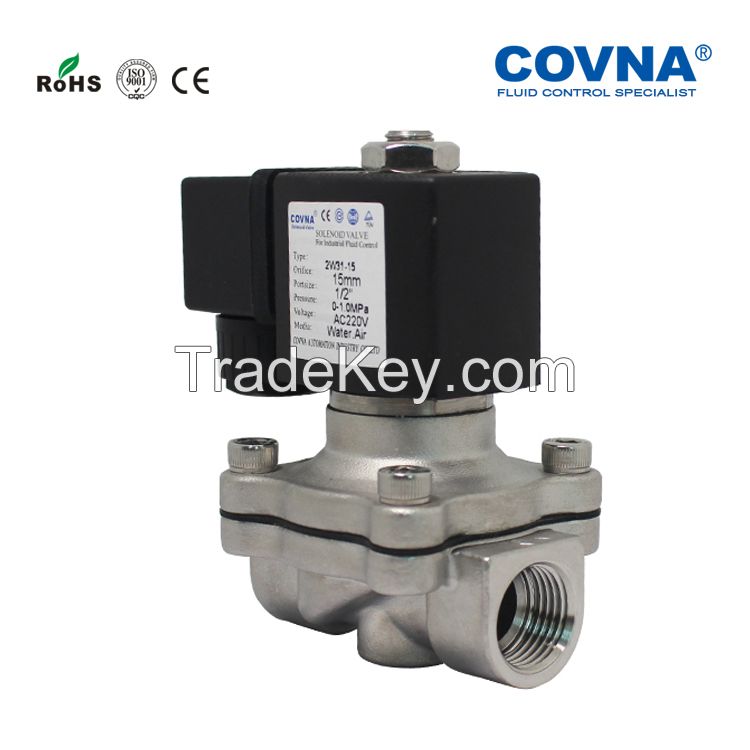 COVNA 12V 24V Normally Closed Stainless Steel Water Gas Solenoid Valve MIni Diaphragm Solenoid Valve