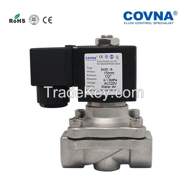 COVNA 12V 24V Normally Closed Stainless Steel Water Gas Solenoid Valve MIni Diaphragm Solenoid Valve