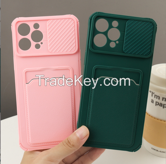 Suitable for female surname Apple XR Apple 11Promax soft solid color mobile phone case TPU card push window phone case