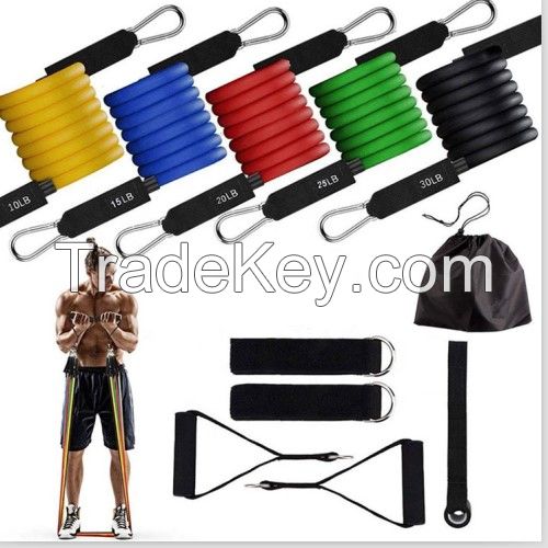 Fitness Latex Exercise 11Pcs Assist Resistance Band Tube Set