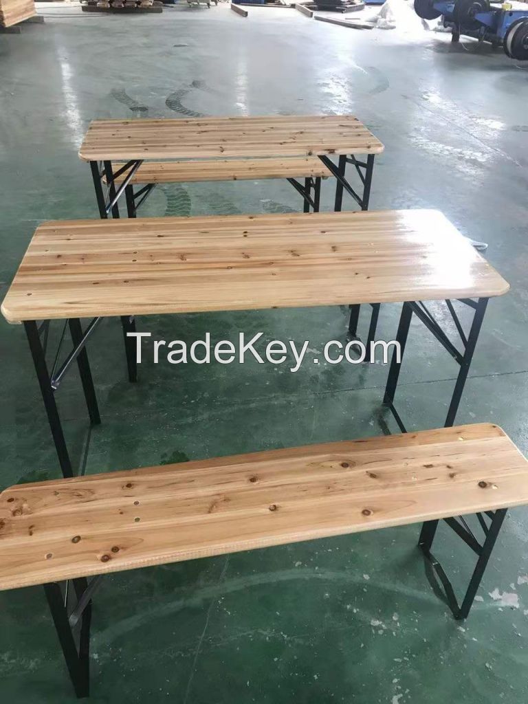 folding wooden beer table with bench