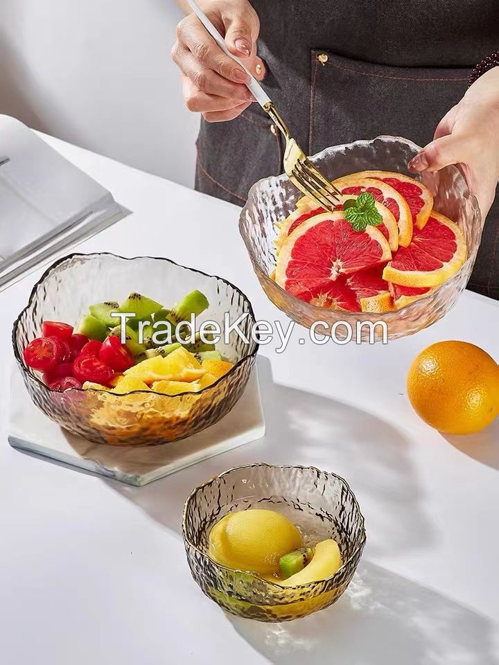 2022 New Design Irregularity Plate Glass Dish Gold Sauce Bowl For Ice Cream Fruit Salad