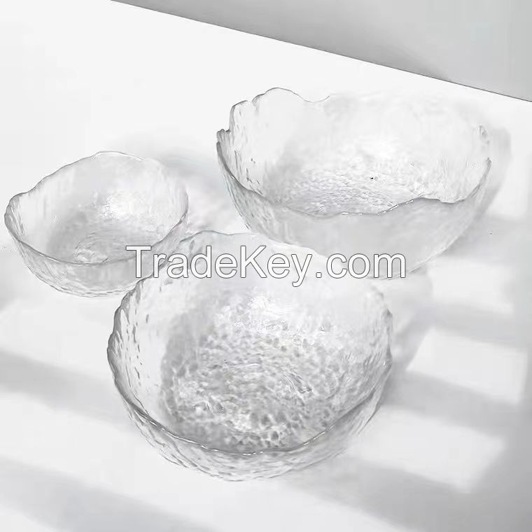 2022 New Design Irregularity Plate Glass Dish Gold Sauce Bowl For Ice Cream Fruit Salad