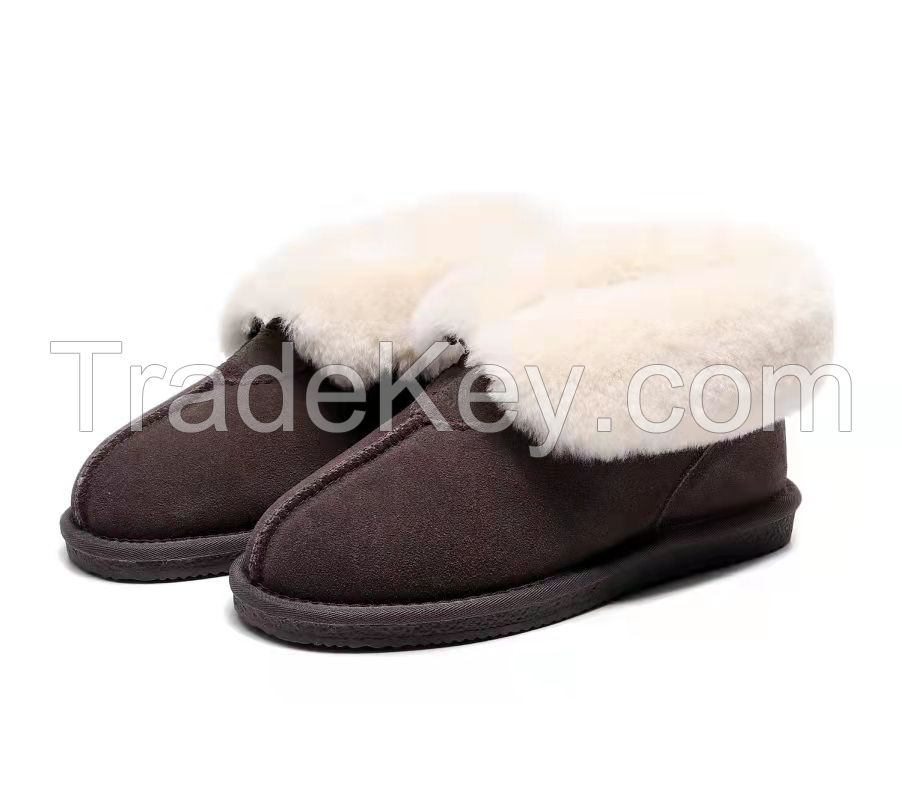 Genuine leather wool home shoes