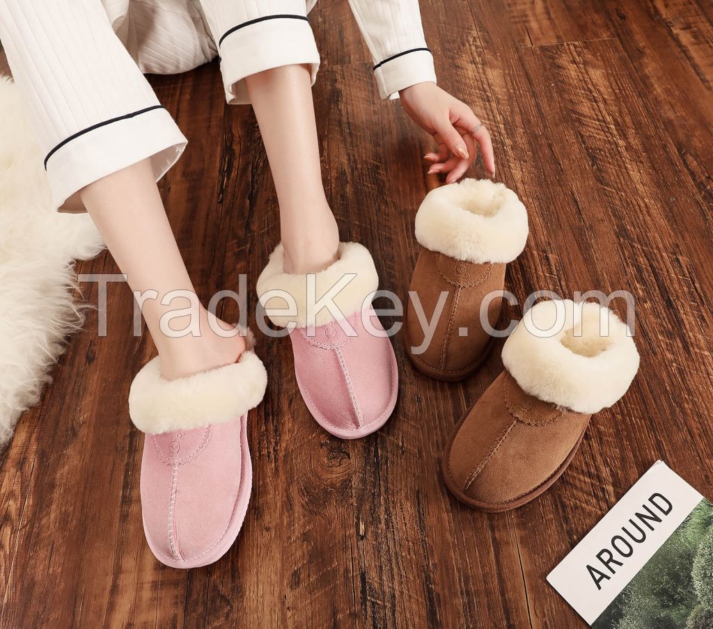 Sheepskin and fur unibody slippers